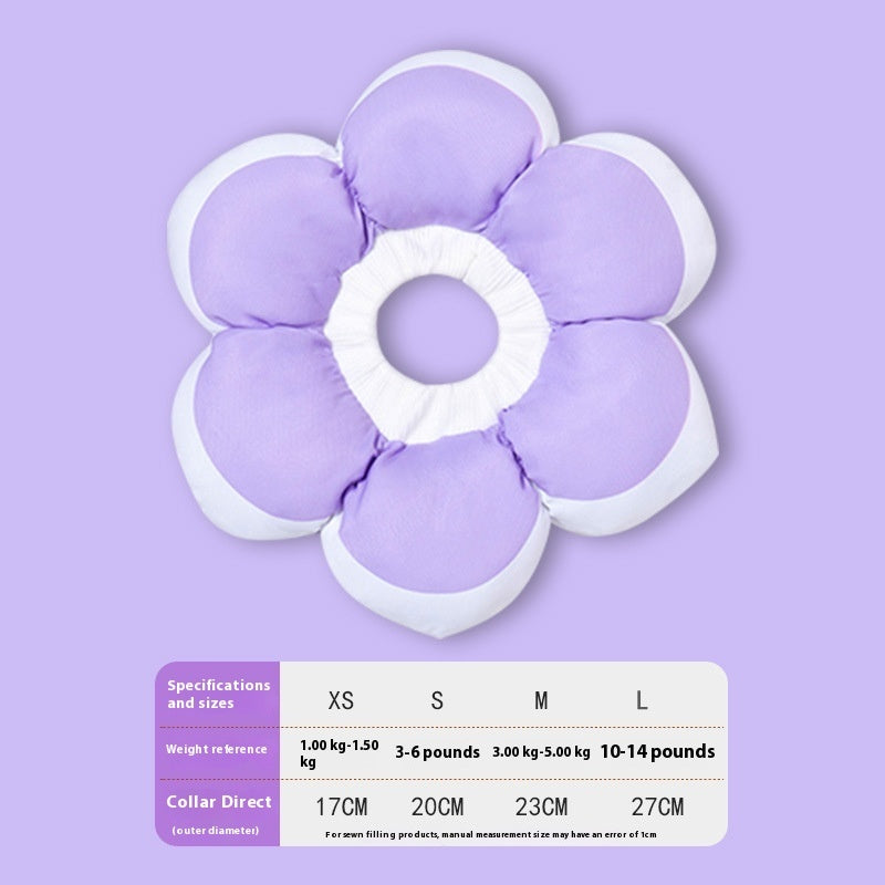 Soft pet recovery collar for dogs and cats in purple six petals